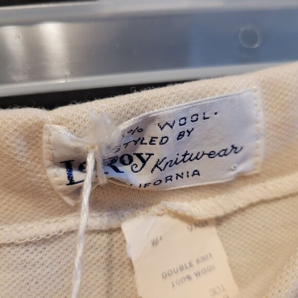 Vintage LeRoy Knitwear Off White A Line Skirt Doubleknit Wool Size 8 Pull On - Picture 5 of 6